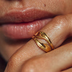 Gold Adjustable Wave Ring, Molten