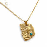 Isola Gold Face Pendant Necklace With Turquoise Stone