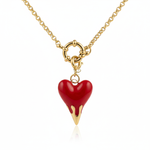 Zayra – Fiery Red Heart Necklace with Rolo Chain.