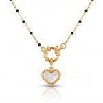 Mira – Navy Beaded Necklace with Heart Charm.