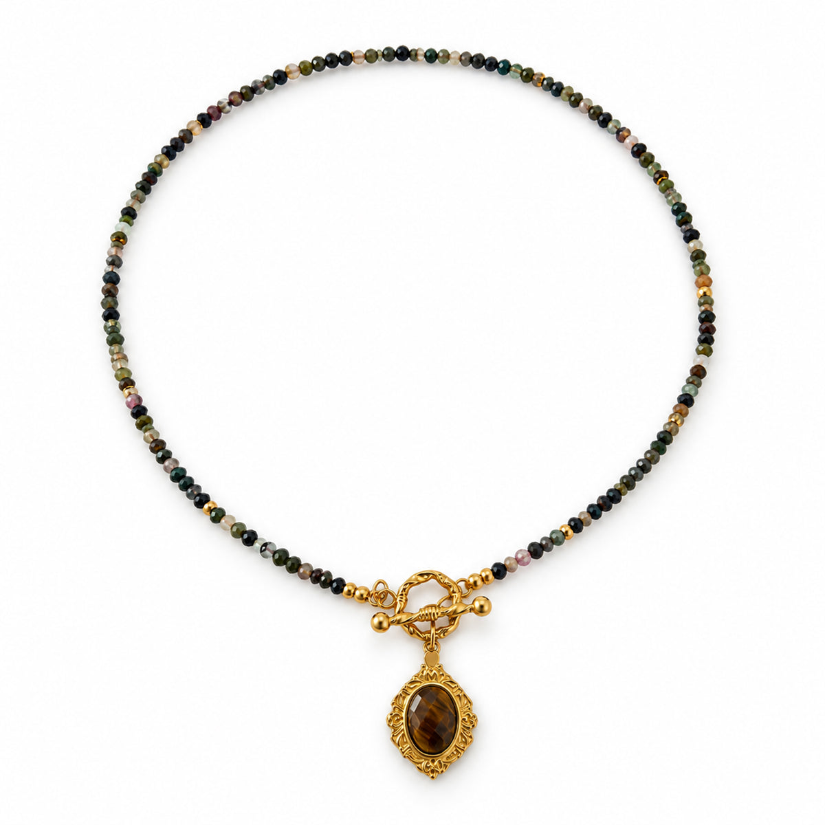 ELOWEN — Tourmaline & Tiger Eye Gemstone Necklace
