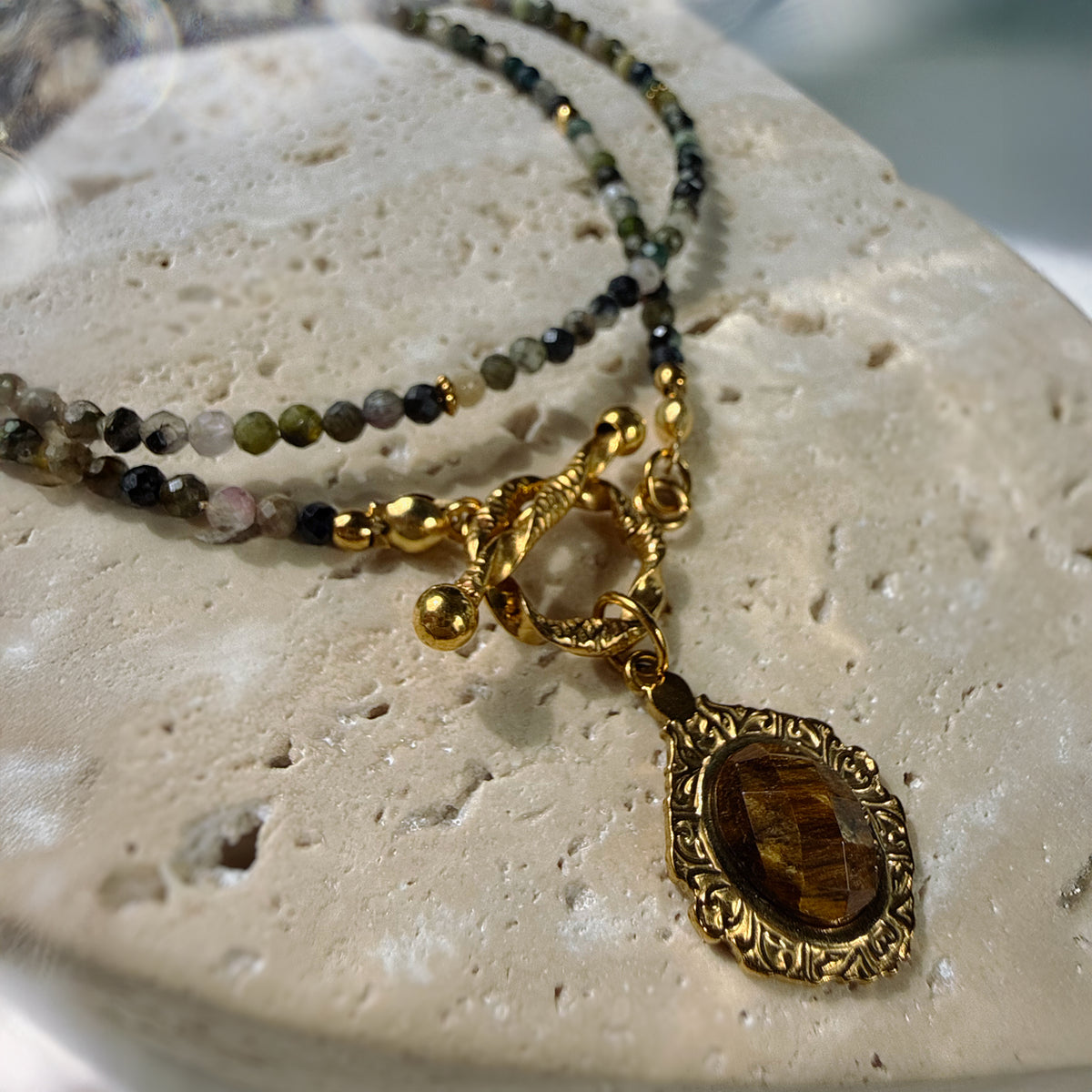 ELOWEN — Tourmaline & Tiger Eye Gemstone Necklace