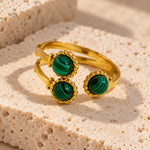 Malvera Green Stone Adjustable Gold Ring